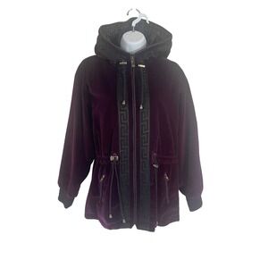 Skea Paris Vail Women's Purple Cotton Blend Hooded Vintage Coat Parka‎ Size 4